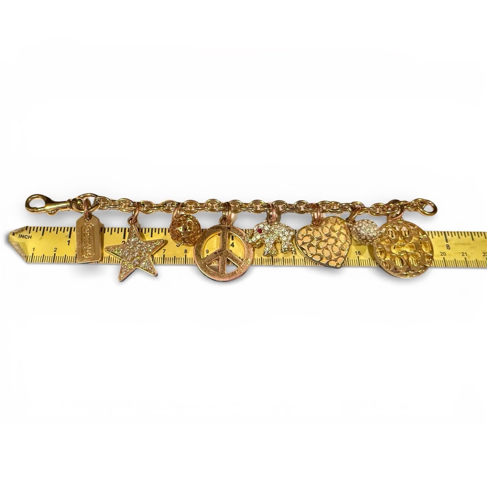 Coach “Piece & Love” Vintage Y2K Gold tone Charm Bracelet with original box - Picture 11 of 12